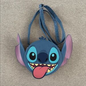 BARELY USED Disney Parks Loungefly Stitch Face Blue Crossbody Purse Bag